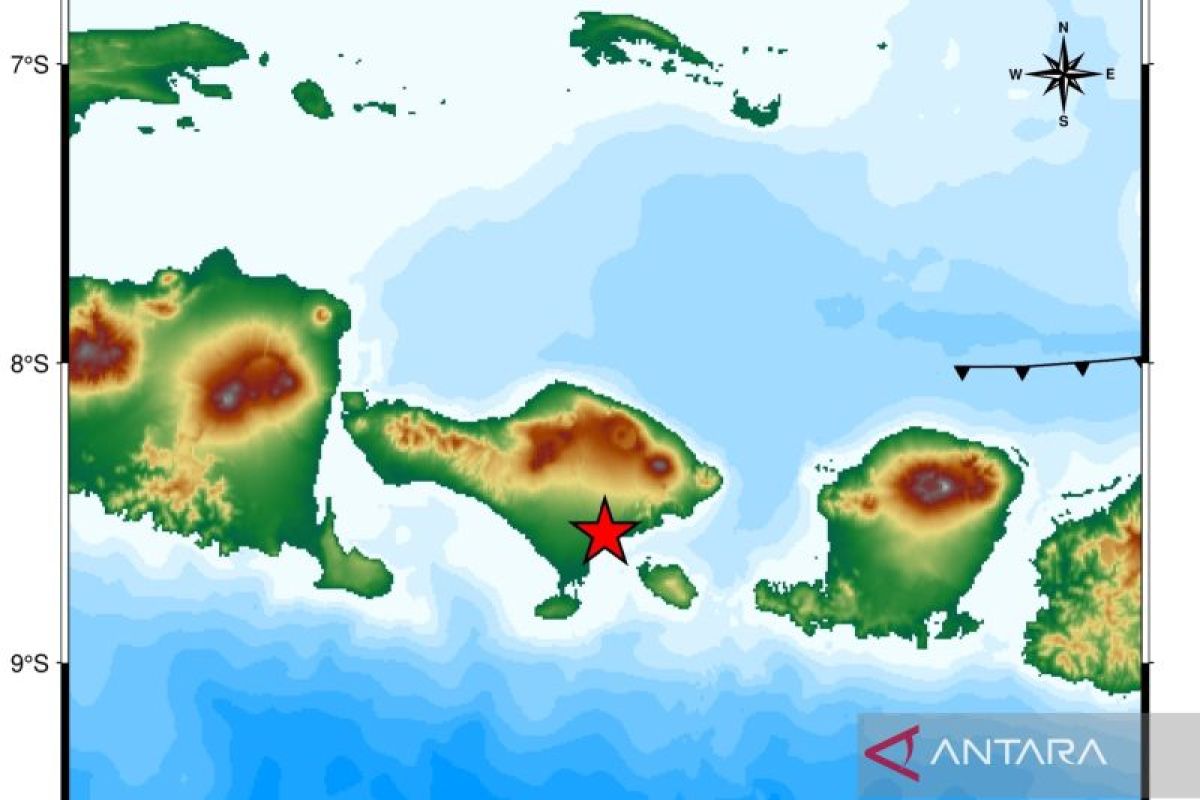 Gempa bumi dangkal magnitudo 4,8 guncang Gianyar di Bali