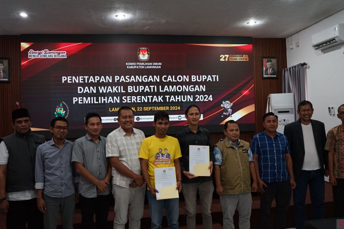 KPU Lamongan tetapkan dua pasangan calon Pilkada Lamongan 2024