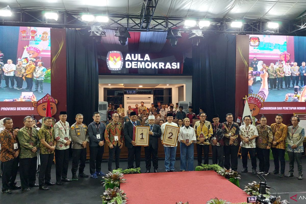 KPU Bengkulu tetapkan nomor urut pasangan calon Pilkada 2024