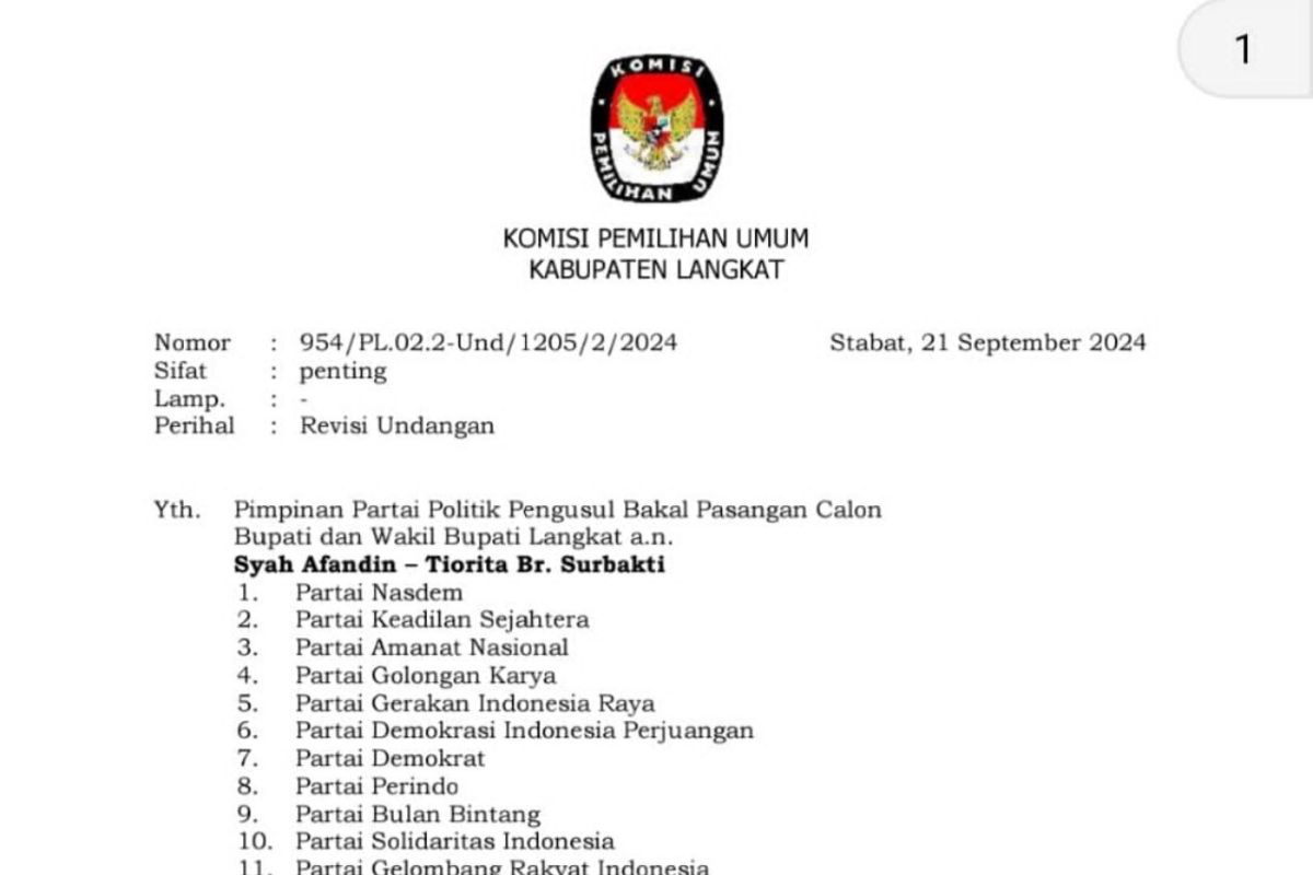 KPU Langkat tetapkan dua pasangan calon Bupati dan Wakil Bupati bertarung dalam pilkada