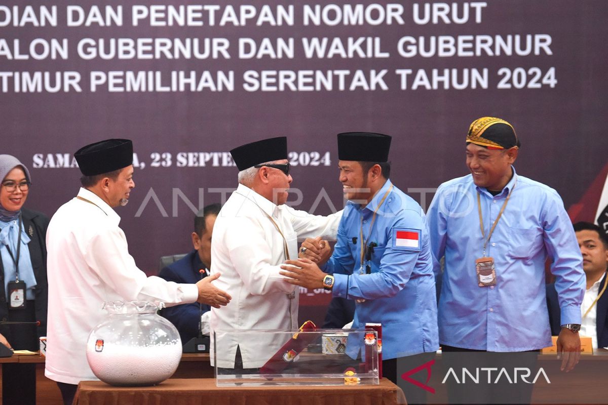 KPU Kaltim undi nomor urut:Isran-Hadi nomor 1, Rudy-Seno nomor 2