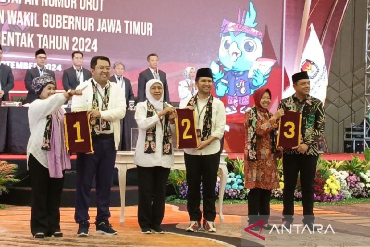 KPU Jatim tetapkan nomor urut pasangan calon Pilkada 2024