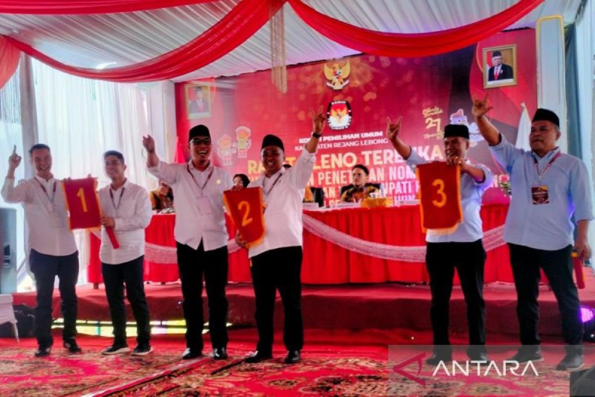 Tiga paslon Pilkada Rejang Lebong lakukan pengambilan nomor urut