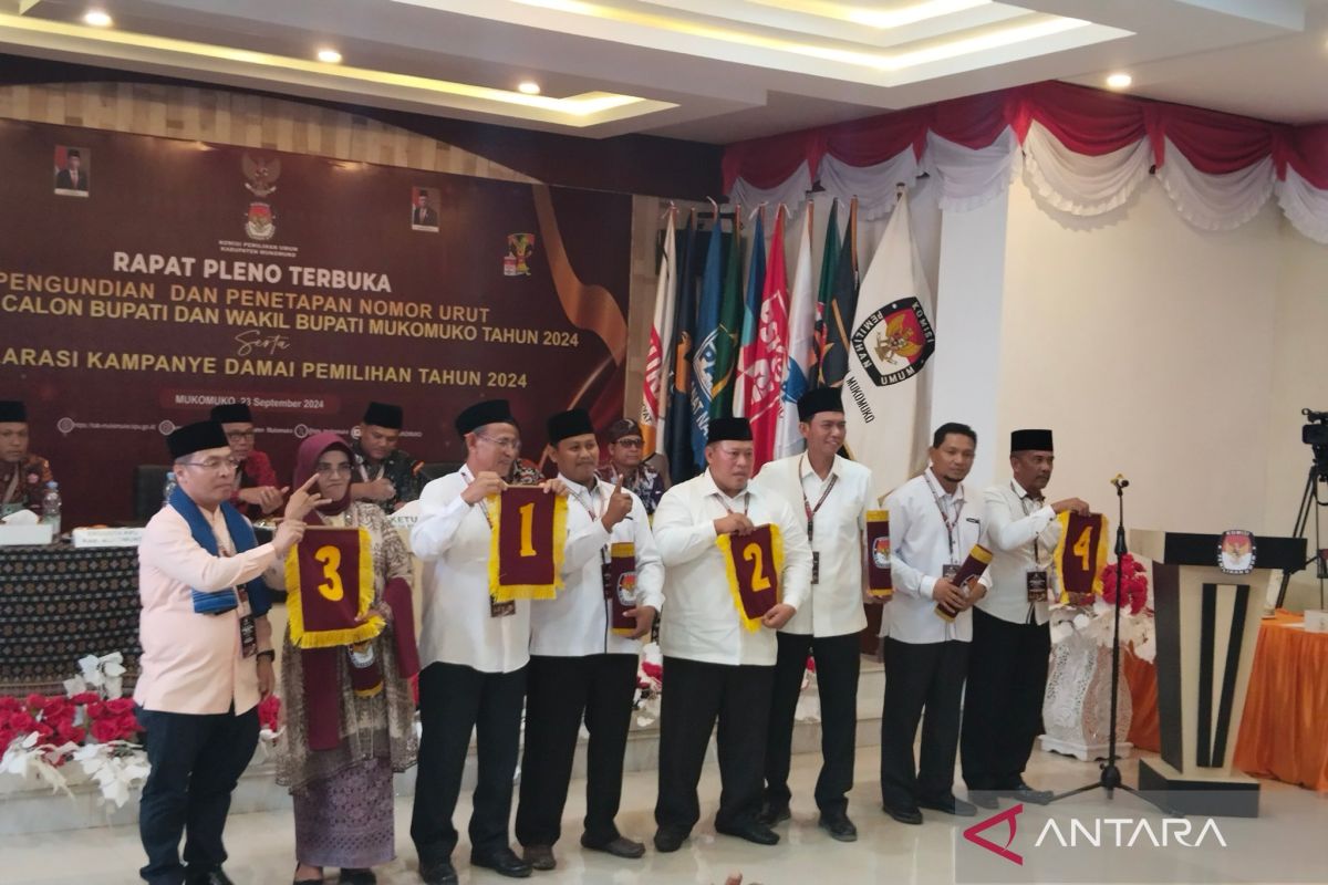 KPU Mukomuko tetapkan nomor urut pasangan calon Pilkada 2024