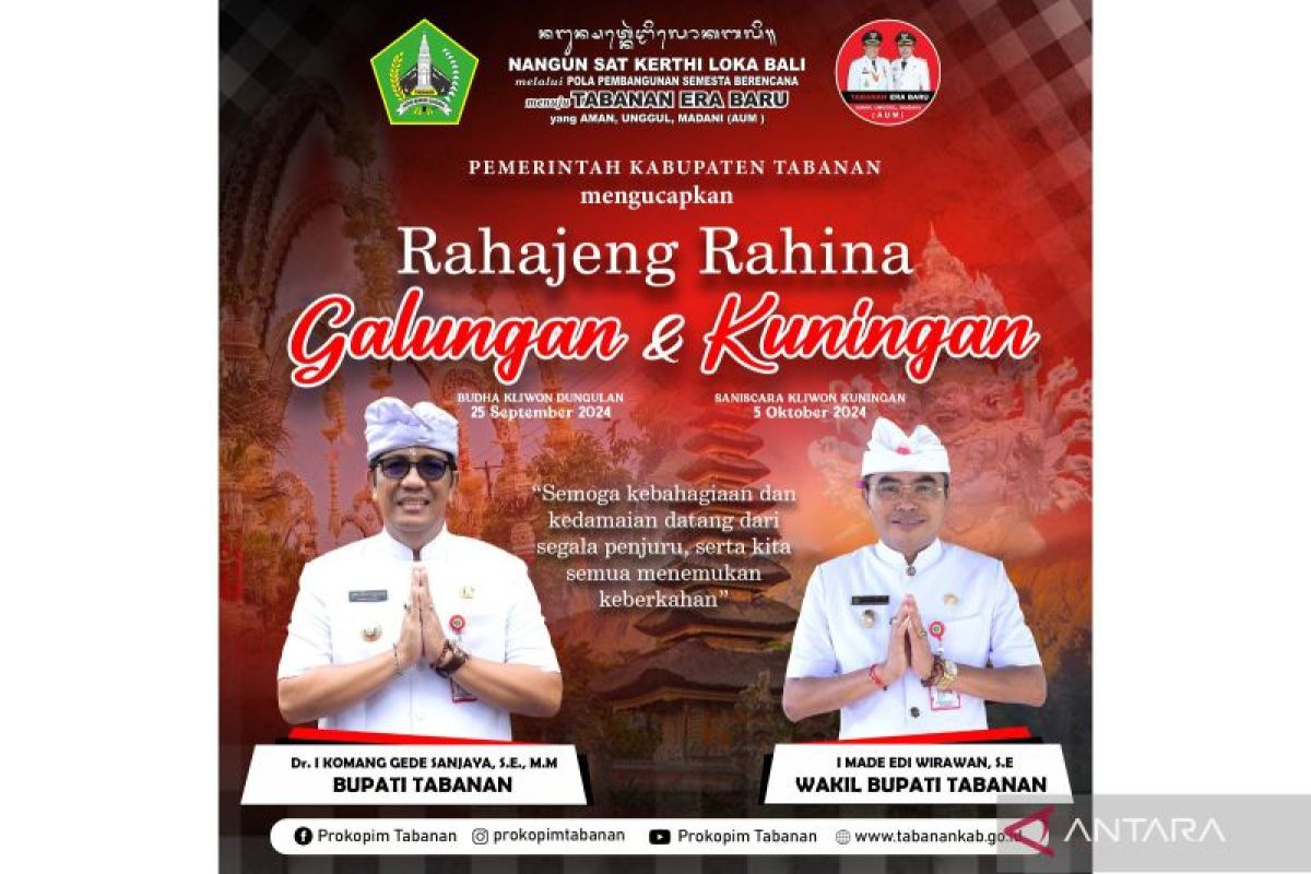 Pemkab Tabanan ucapkan Selamat Hari Raya Galungan dan Kuningan