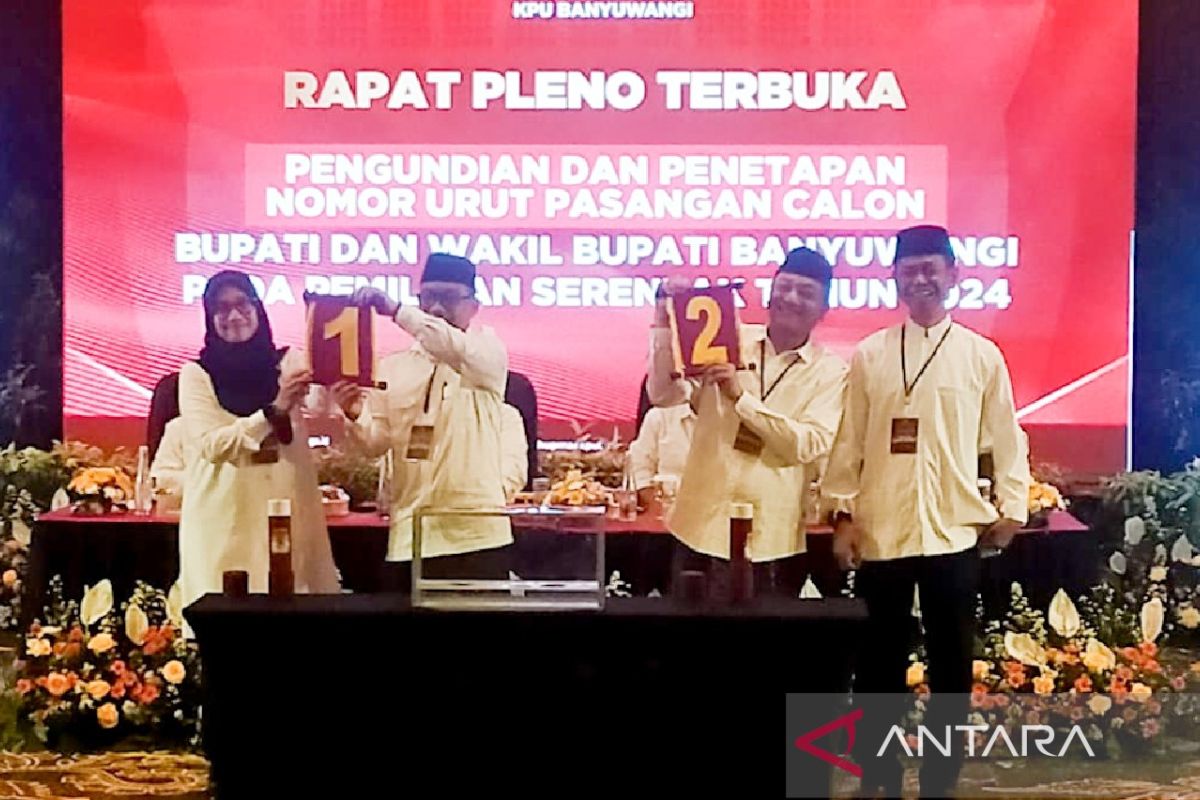 KPU Banyuwangi tetapkan nomor urut dua pasangan cabup-cawabup pilkada