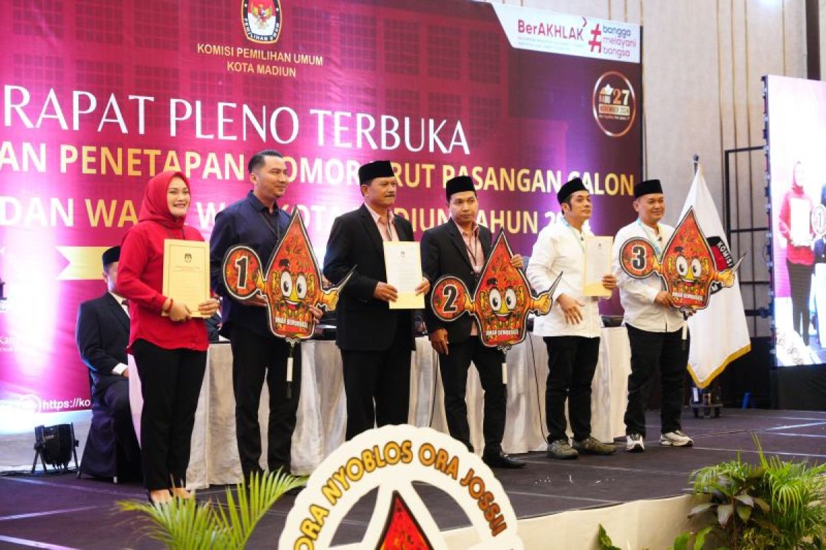 KPU Kota Madiun tetapkan nomor urut pasangan calon Pilkada Serentak 2024