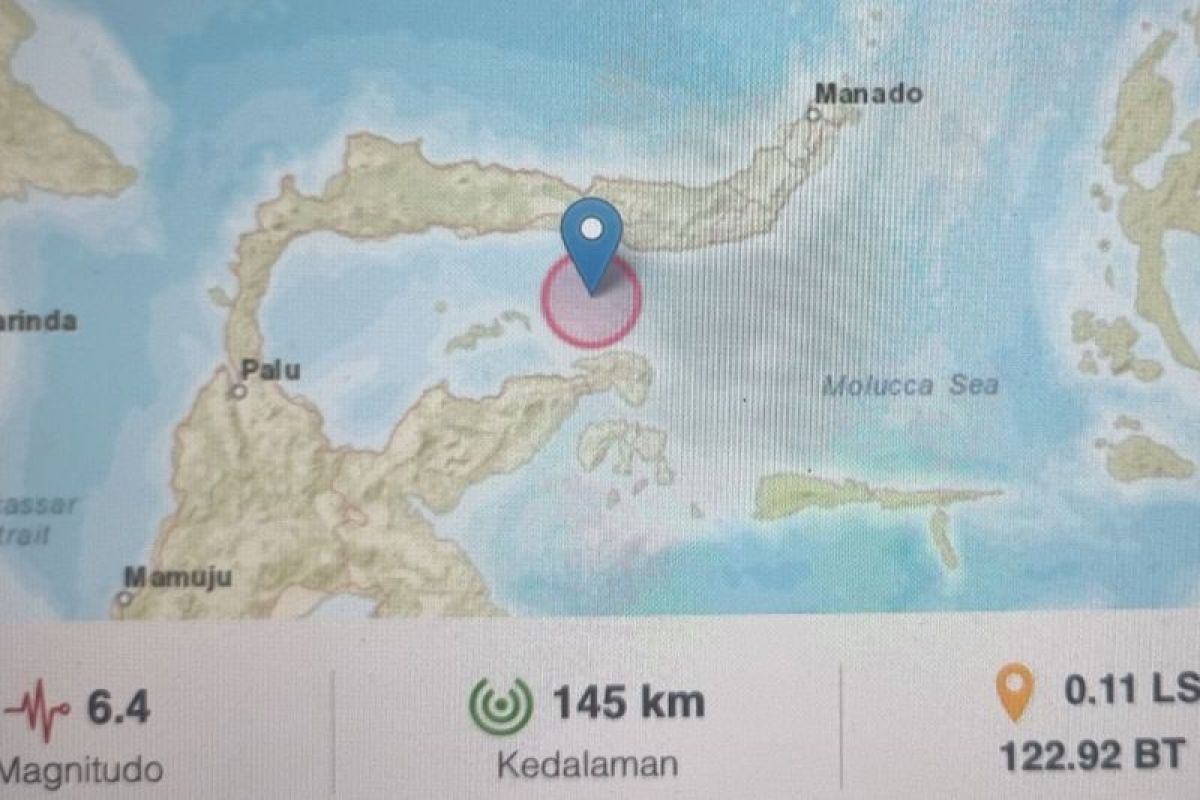 Gempa 6,4M landa Gorontalo, tidak berpotensi tsunami