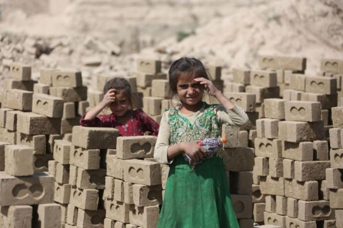 Anak-anak Afghanistan bekerja keras di tempat pembakaran batu bata