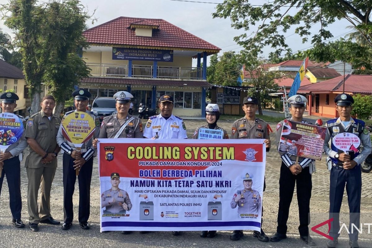 Satlantas Polres Inhu gelar cooling system pemilu damai kepada pengguna jalan