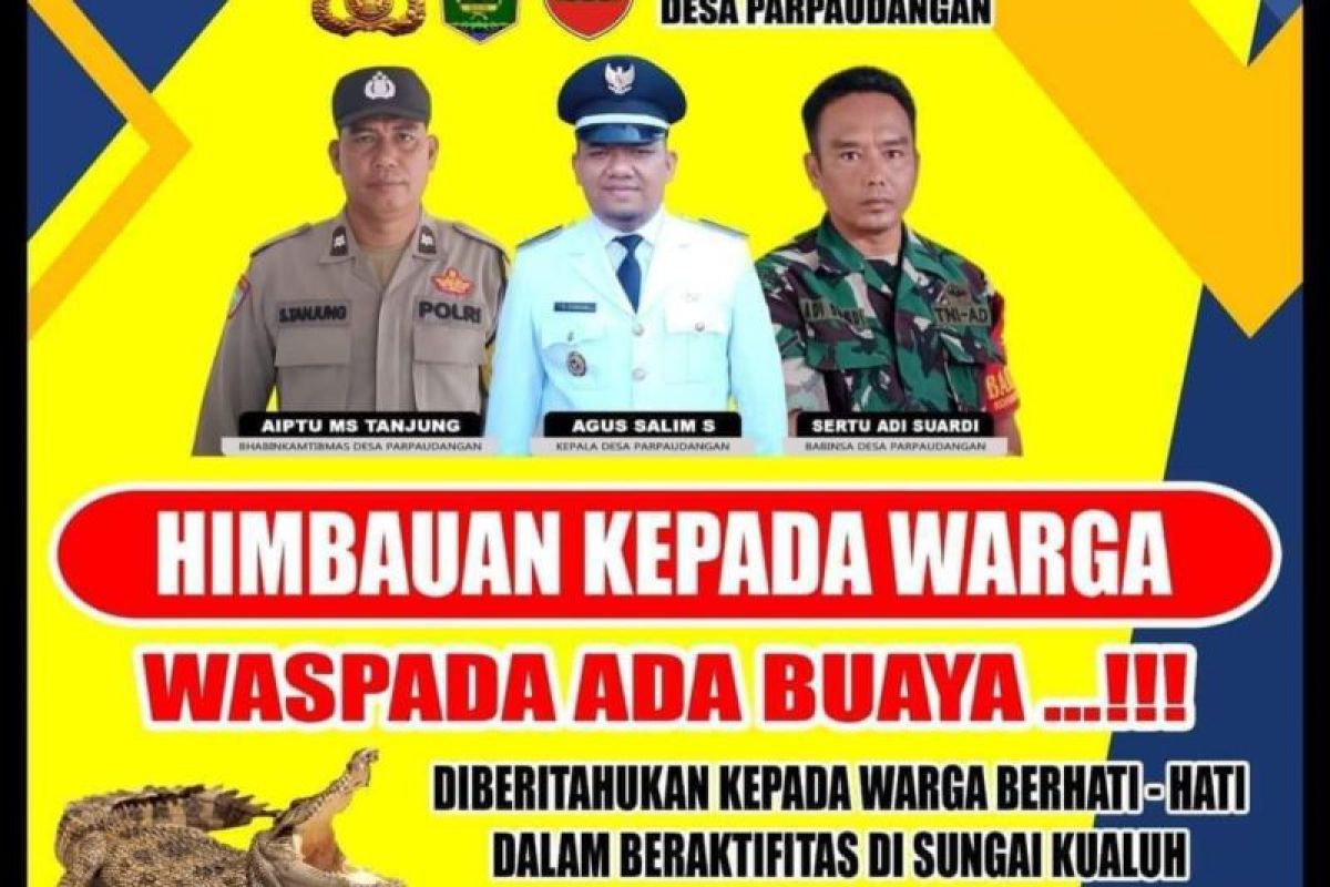 Penampakan dua ekor buaya di sungai Kualuh,   warga diminta hati-hati