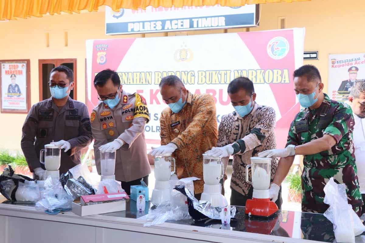 Polres Aceh Timur musnahkan 5,9 kilogram sabu-sabu