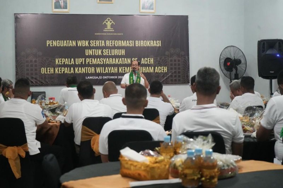 Kemenkumham Aceh berikan penguatan reformasi birokrasi kepada kepala UPT pemasyarakatan