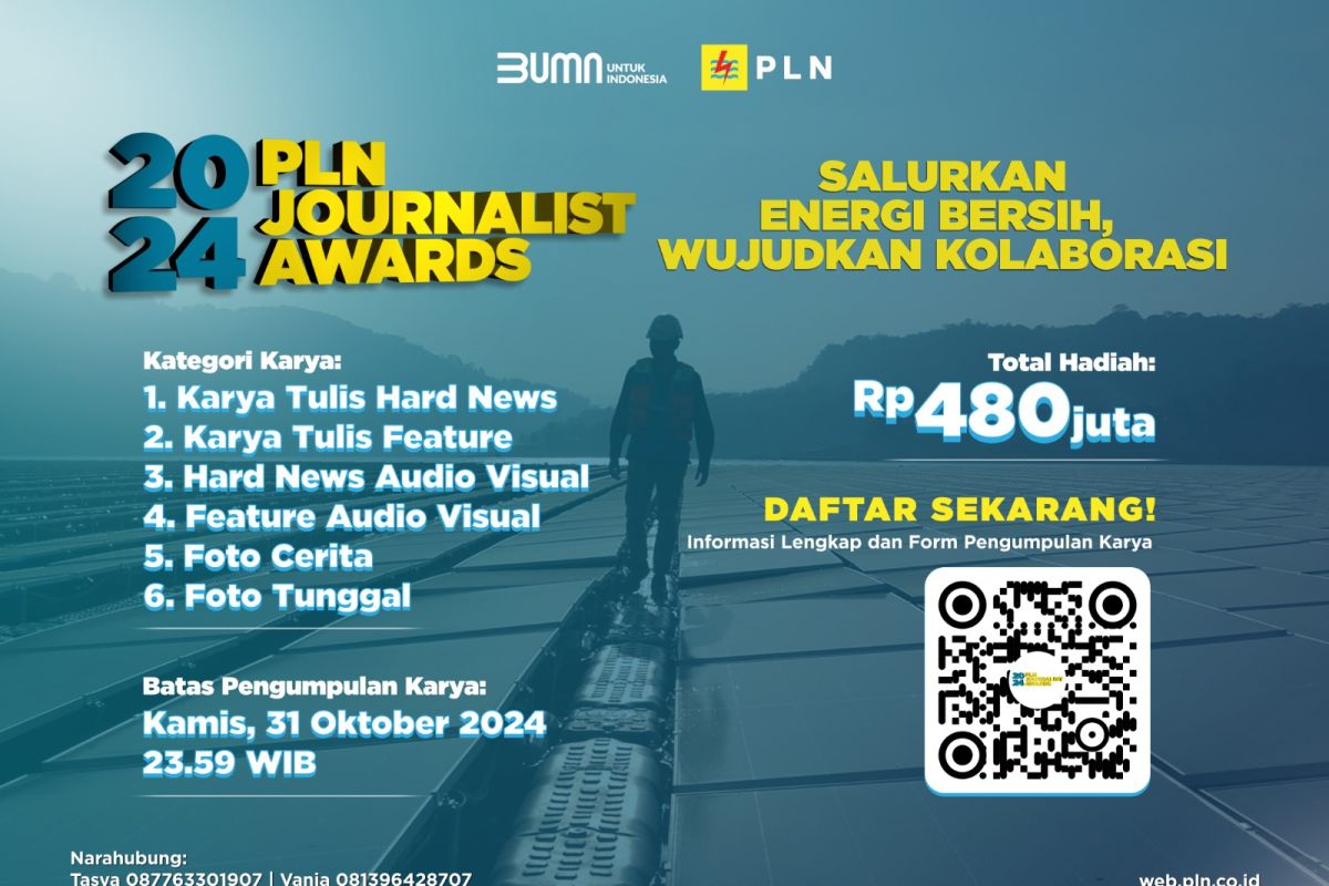 Waktu pendaftaran PLN Journalist Award 2024 masih dua pekan lagi