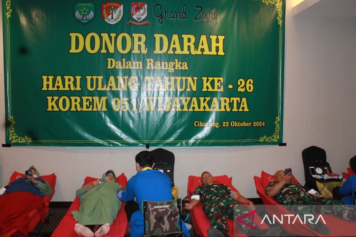 Korem 051/Wijayakarta gelar donor darah sambut HUT ke-26