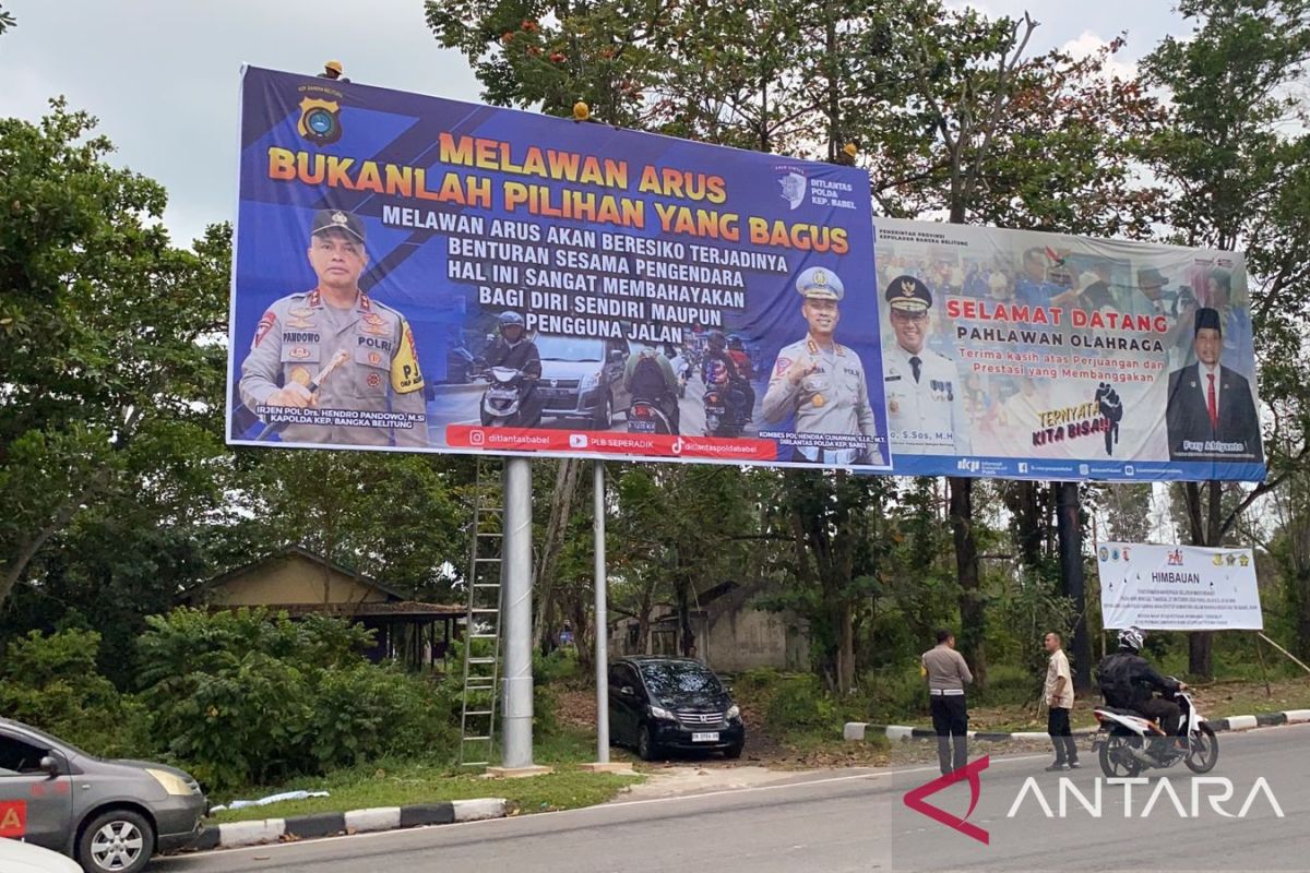 Ditlantas Polda Babel pasang spanduk himbauan keselamatan lalu lintas, Kombes Pol Hendra: Ini komitmen kita