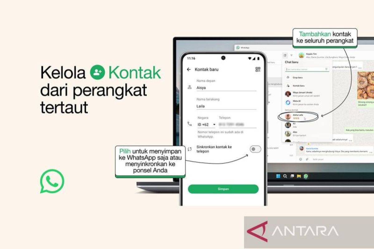 WhatsApp tingkatkan fitur tambah dan kelola kontak jadi lebih mudah