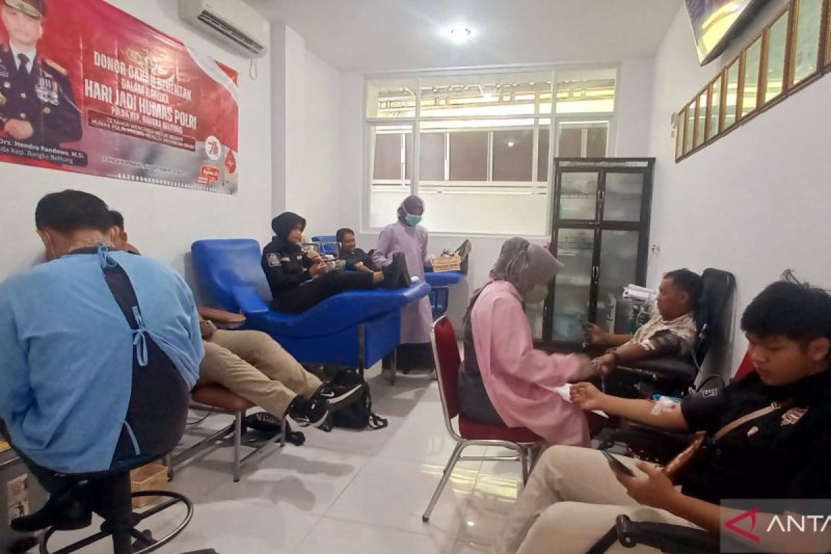 HUT ke-73 Tahun Divisi Humas Polri, ratusan anggota Polda Babel ikut donor darah