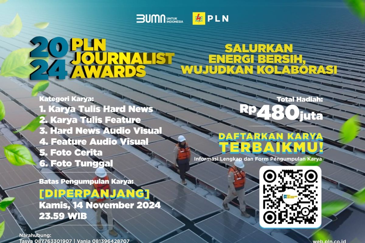 Pendaftaran PLN Journalist Award 2024 diperpanjang sampai 14 November