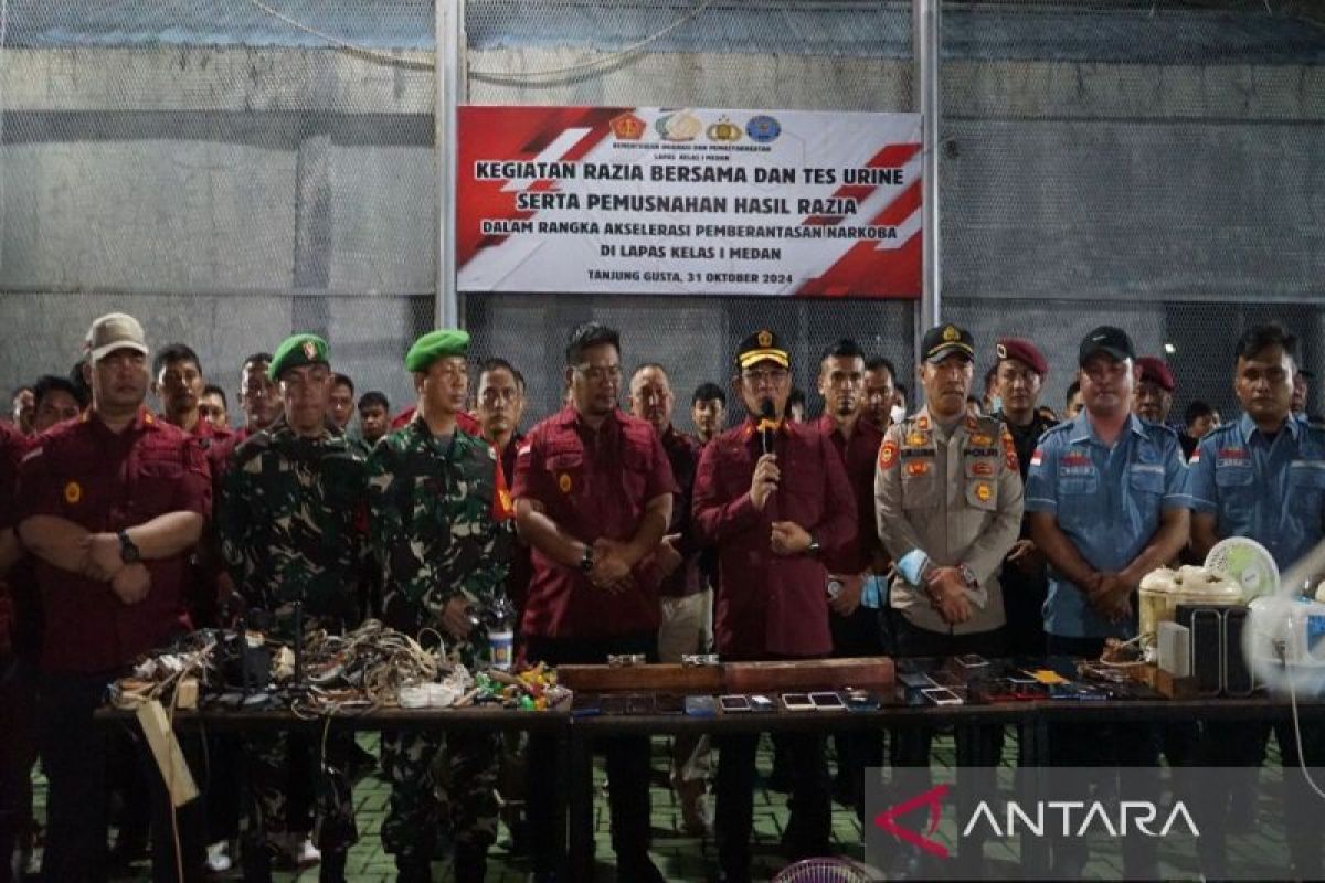 Lapas Kelas I Medan gelar razia terpadu di blok hunian warga binaan