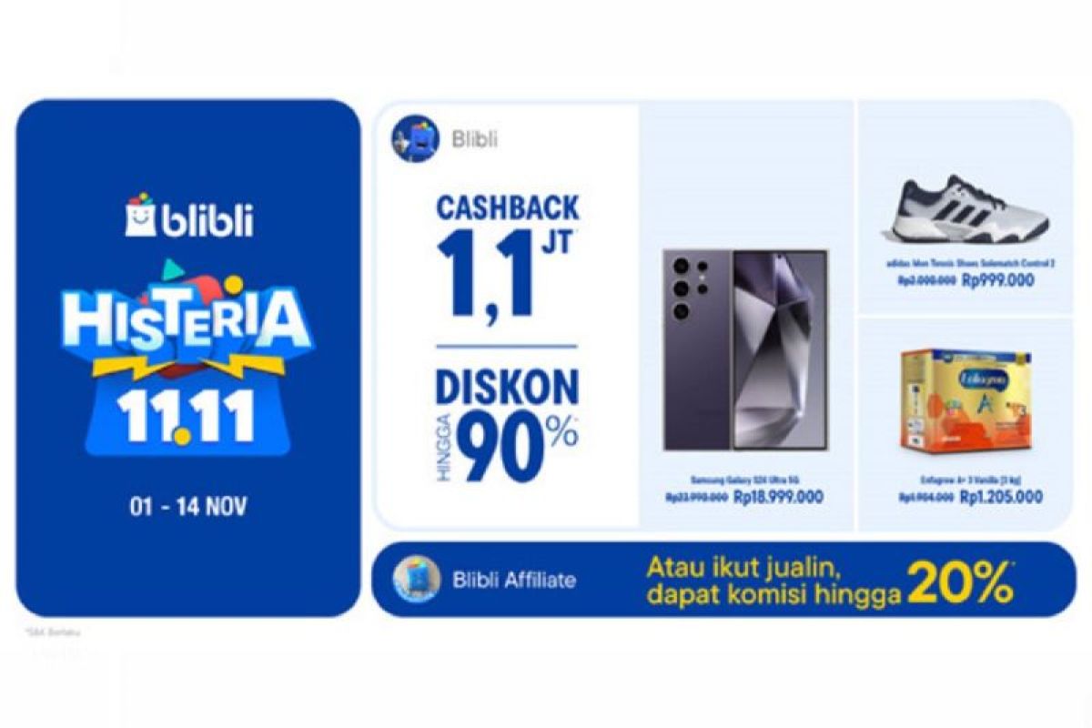 Rayakan promo 11.11 dengan berbagai promo menarik Blibli hingga 14 November 2024