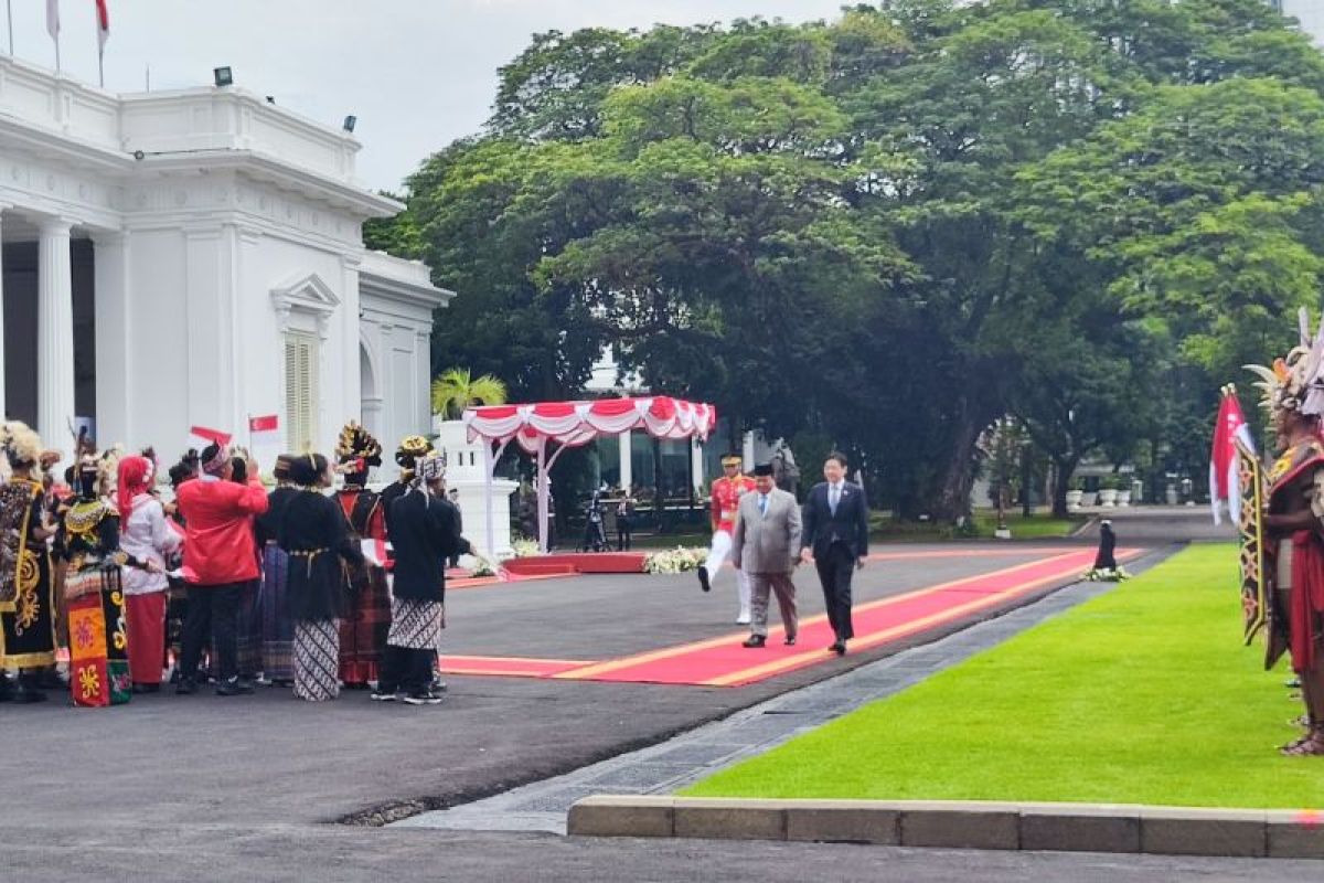 Prabowo terima kunjungan kenegaraan PM Singapura di Istana Merdeka