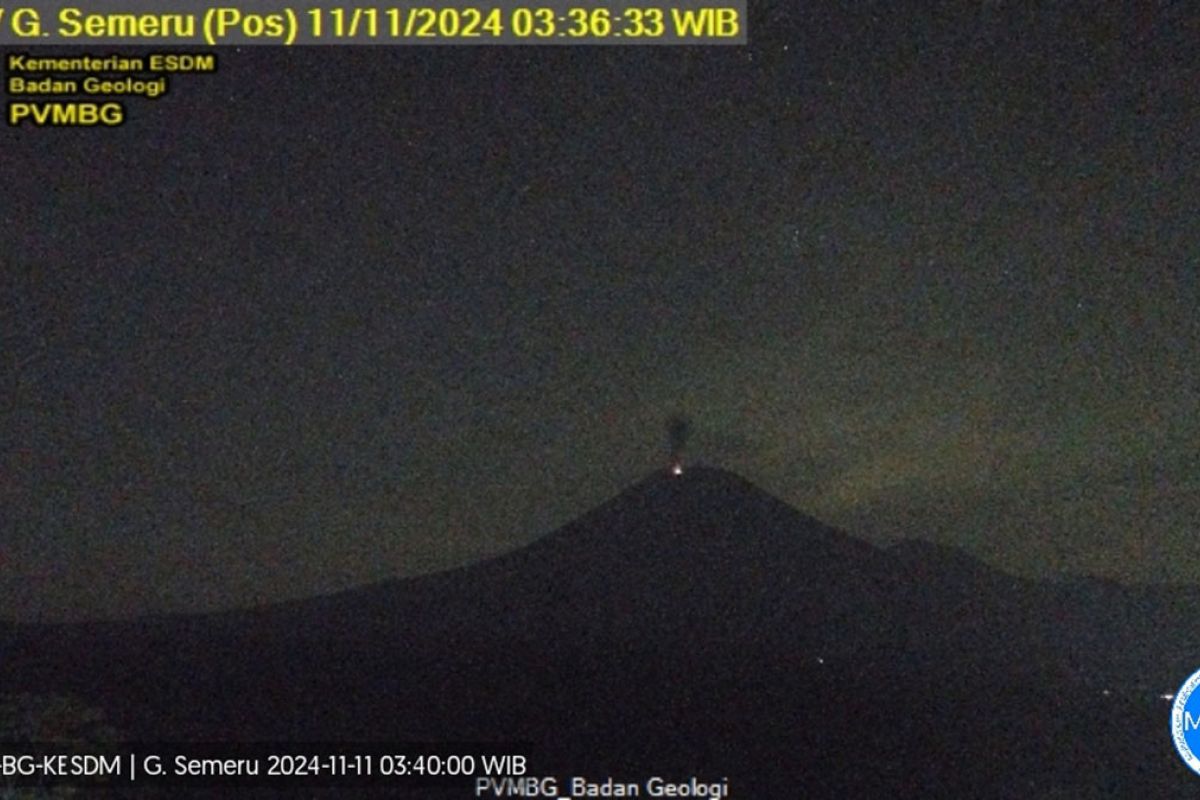 Gunung Semeru kembali erupsi dengan letusan setinggi 1 km