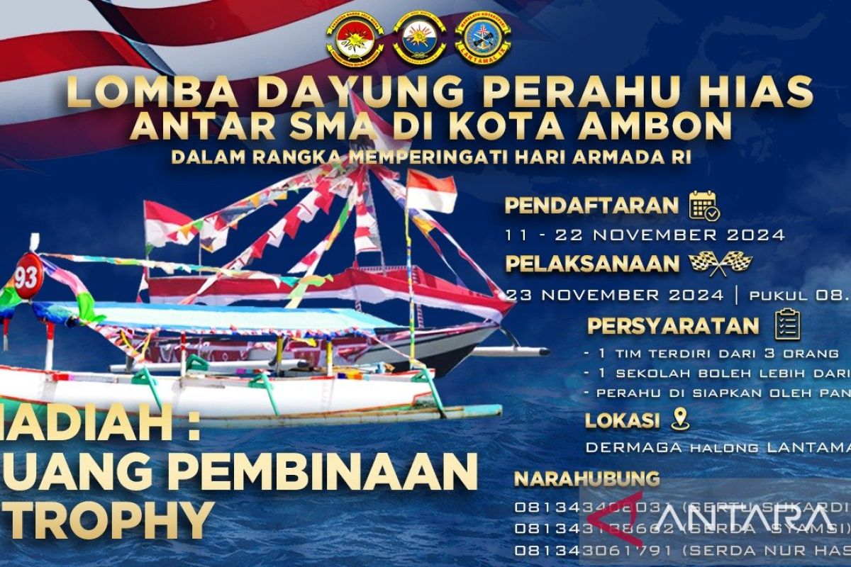 Lantamal Ambon adakan lomba dayung perahu hias antar SMA sambut hari Armada RI 2024