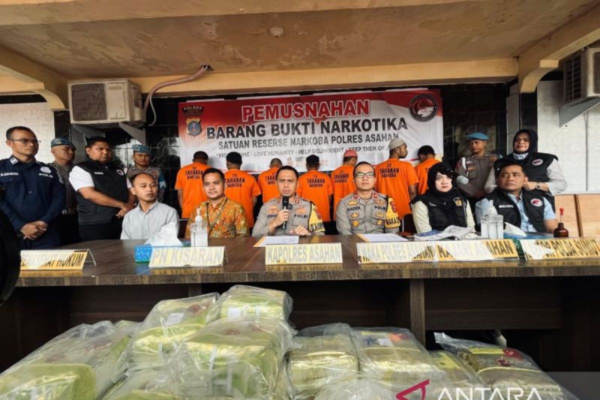 Polres Asahan musnahkan 38 kg barang bukti sabu