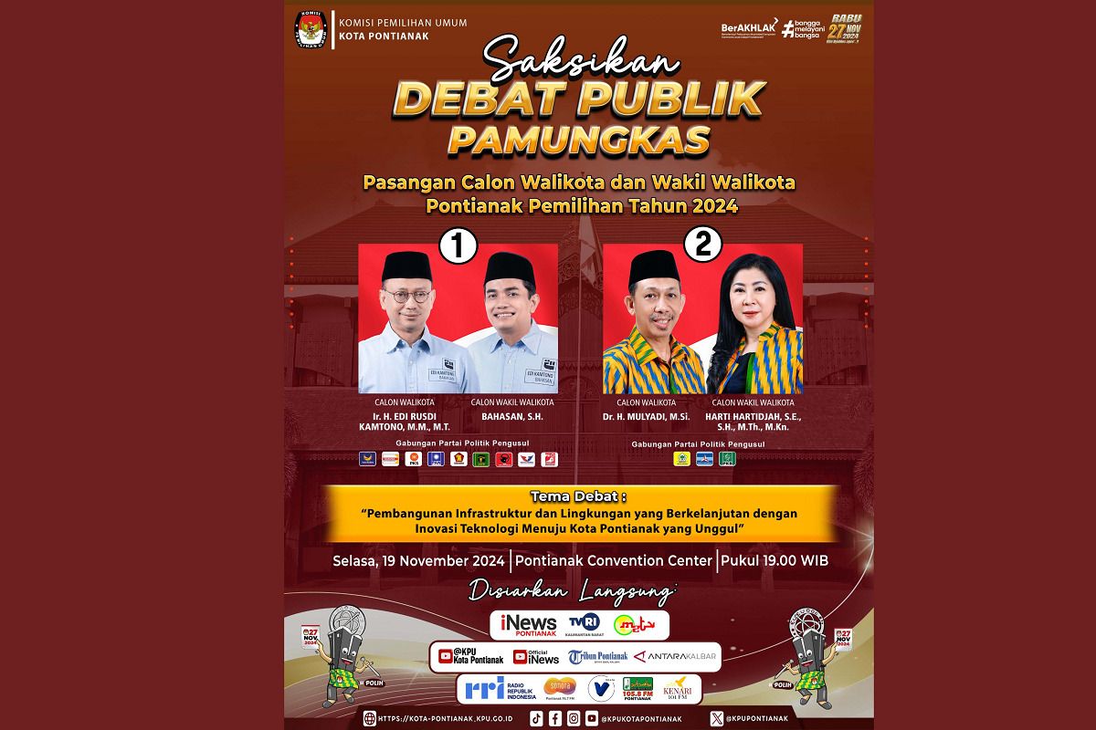 Malam ini, KPU Pontianak gelar debat publik pamungkas Pilkada 2024