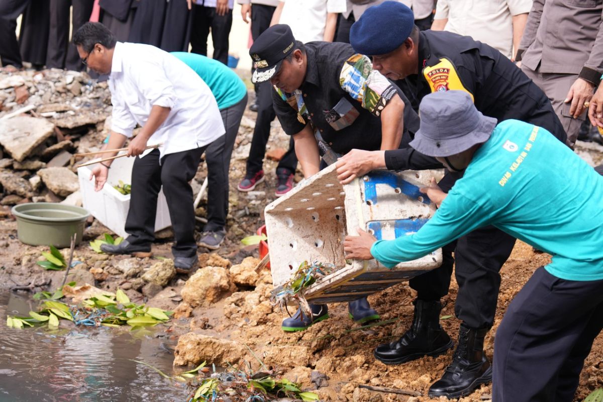 Penjabat Gubernur Sulbar pimpin aksi tebar benih kepiting di Mamuju