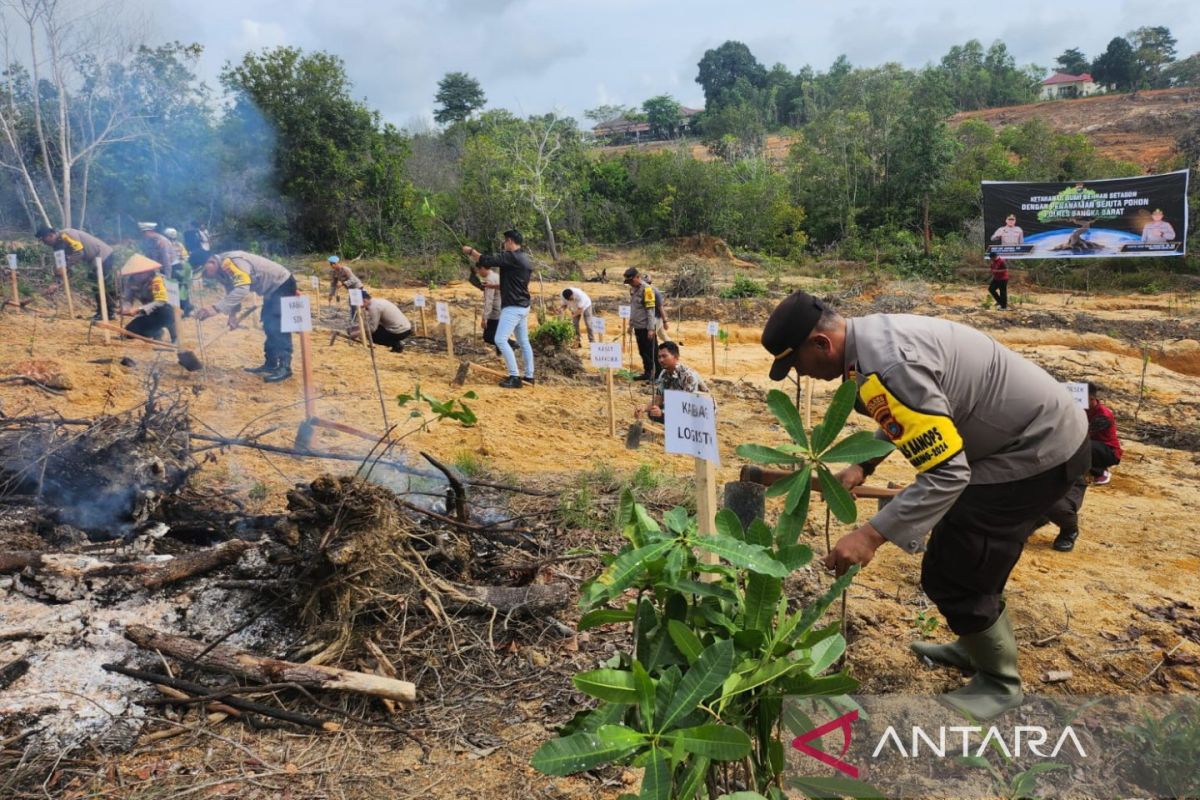 Polres Bangka Barat tanam 1.000 bibit jambu mete di lahan kritis