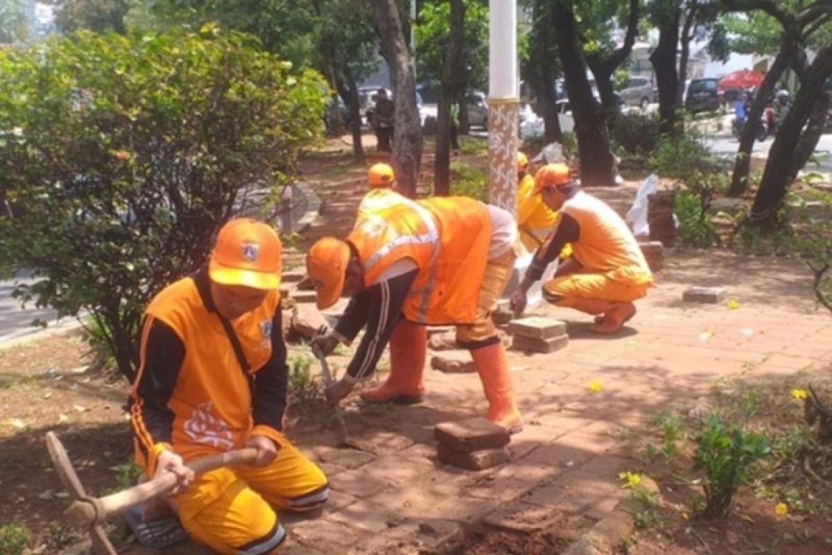 Jakbar tanam ribuan tanaman hias di jalur hijau Srengseng