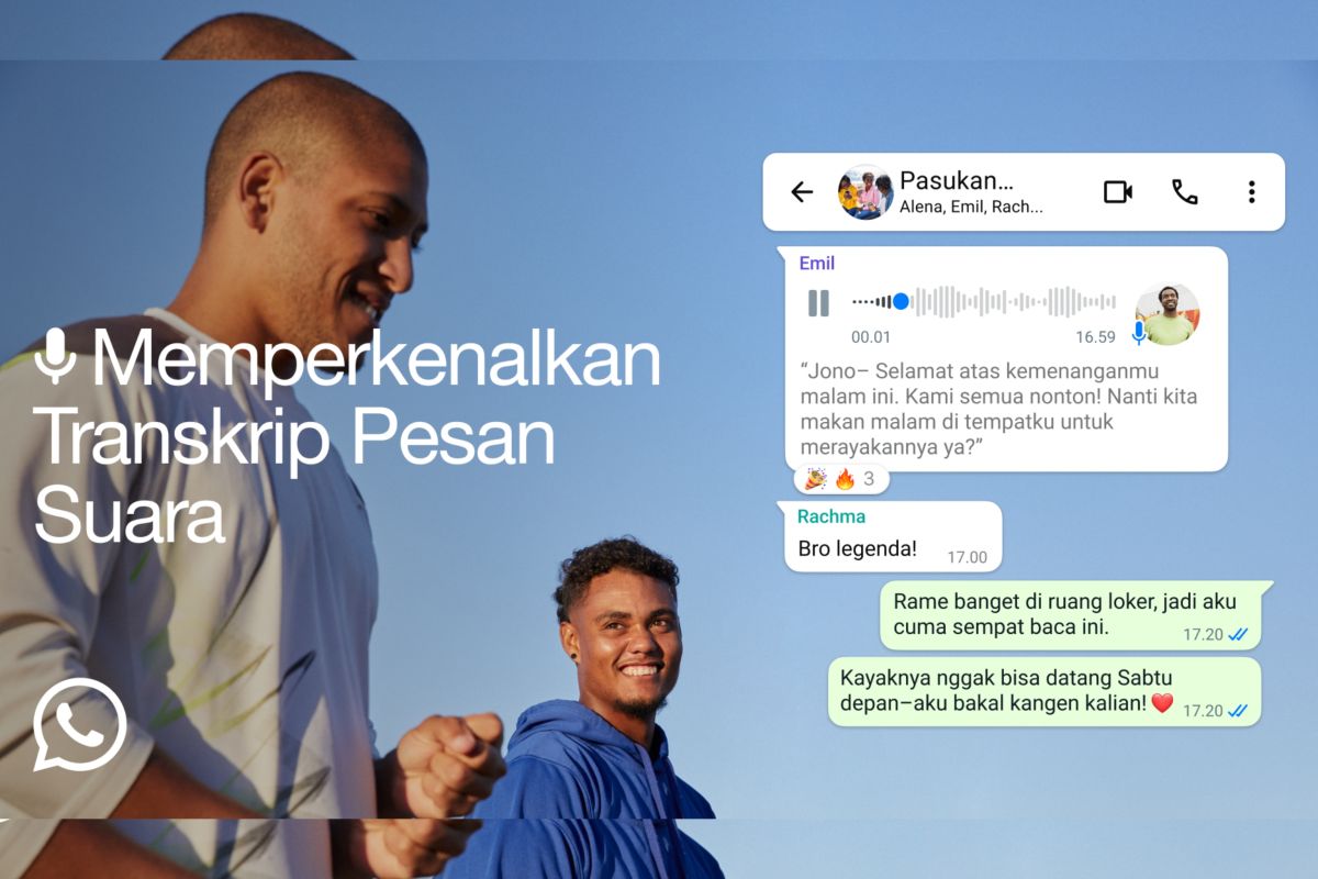 WhatsApp rilis transkrip pesan suara, solusi praktis di tempat ramai