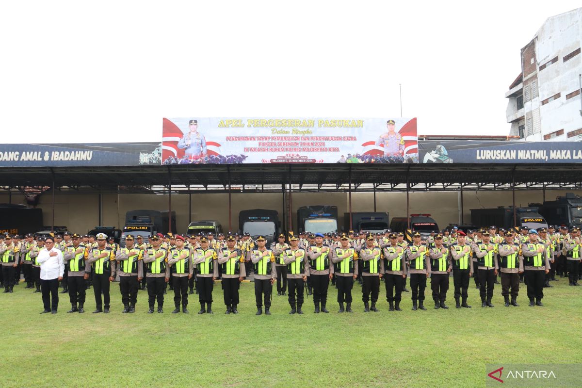 Polres Mojokerto Kota geser pasukan ke tempat pemungutan suara