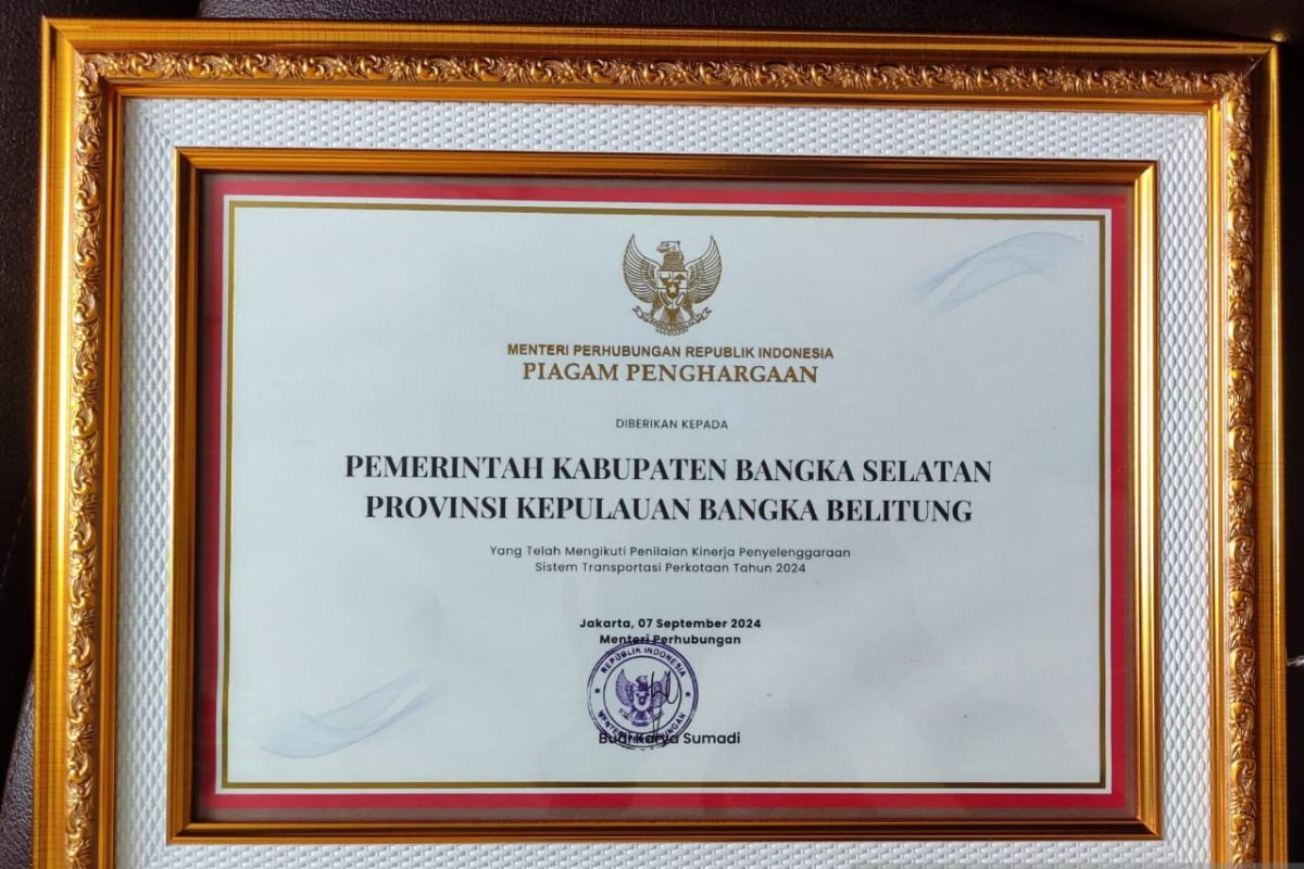 Bangka Selatan terima penghargaan dari Menteri Perhubungan RI