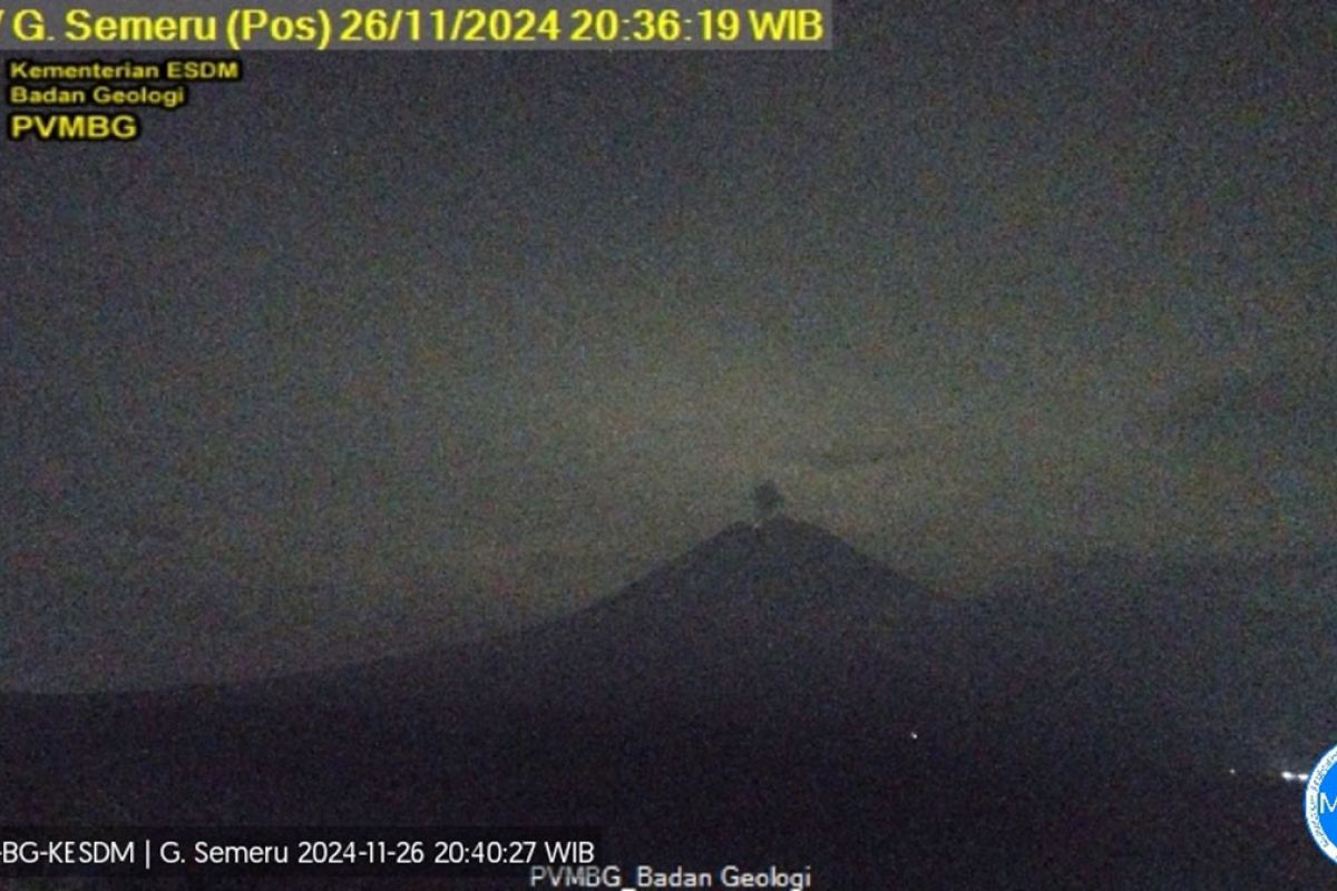 Gunung Semeru erupsi dengan letusan 600 meter pada Selasa malam