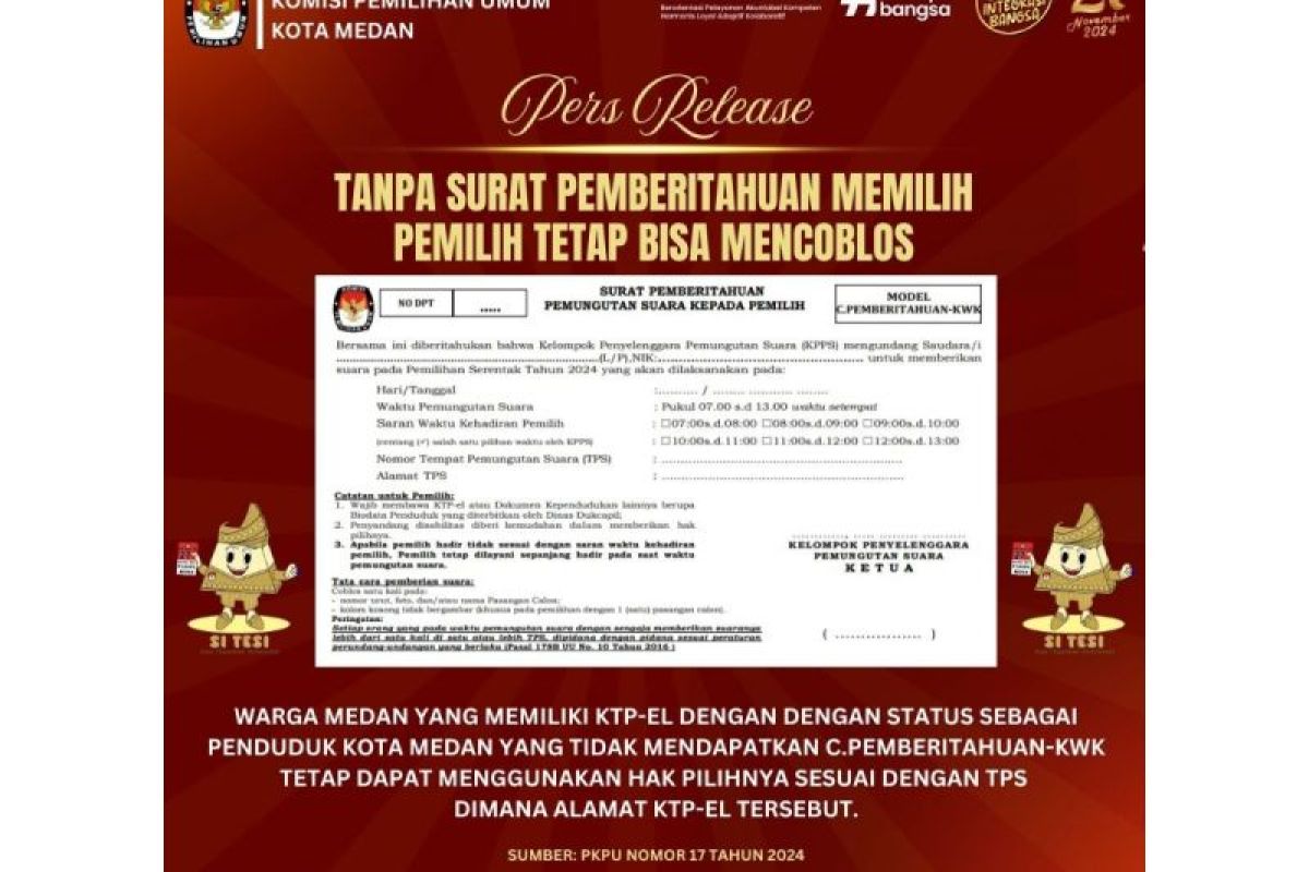 Tidak dapat formulir C, warga Medan dapat tunjukan KTP untuk mencoblos