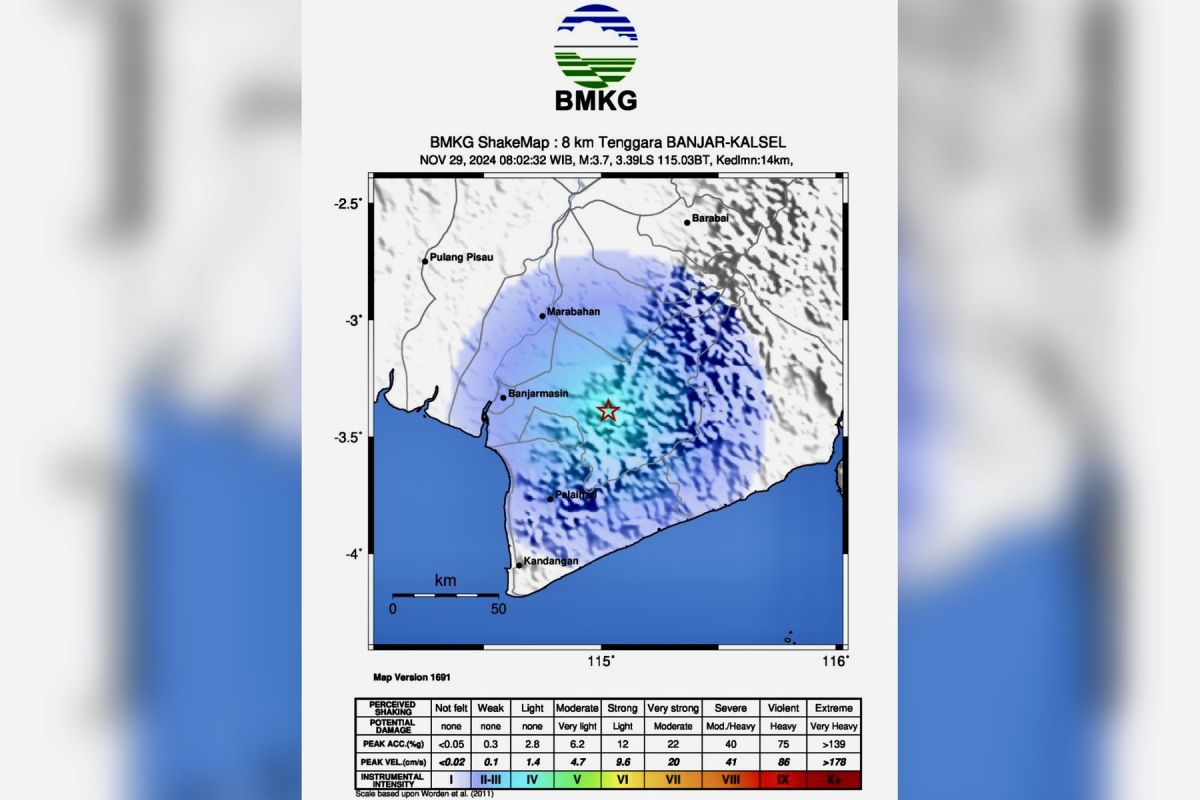 BMKG: Gempa dangkal guncang Kalsel akibat Patahan Meratus