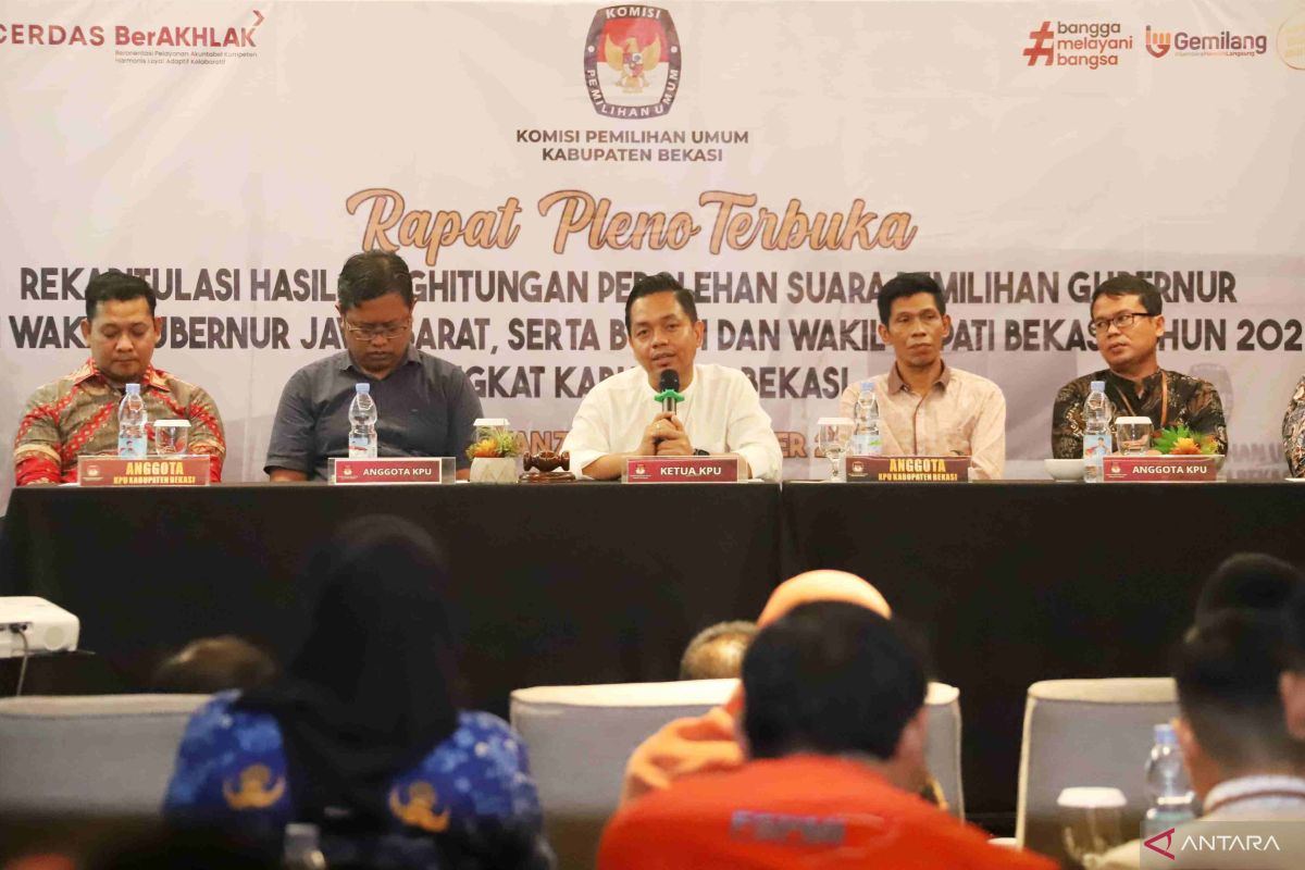 KPU Kabupaten Bekasi mulai rapat pleno rekapitulasi suara Pilkada 2024