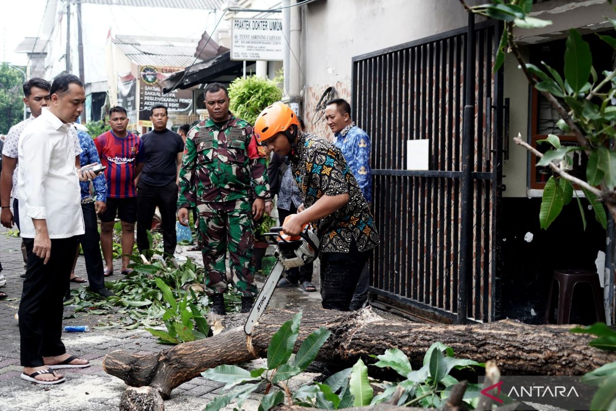 Penanganan pascabencana puting beliung di Surabaya masih berlangsung