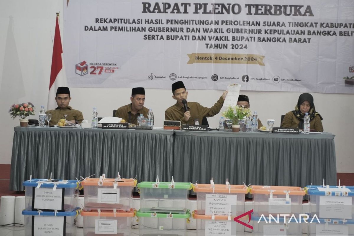 KPU Bangka Barat lakukan rekapitulasi hasil pilkada tingkat kabupaten