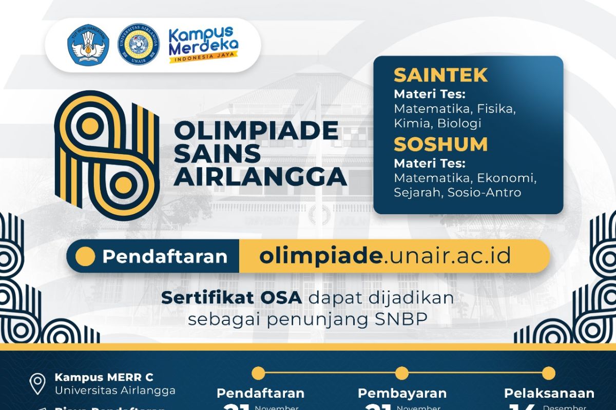 Unair kembali gelar Olimpiade Sains Airlangga untuk siswa SMA/SMK/MA