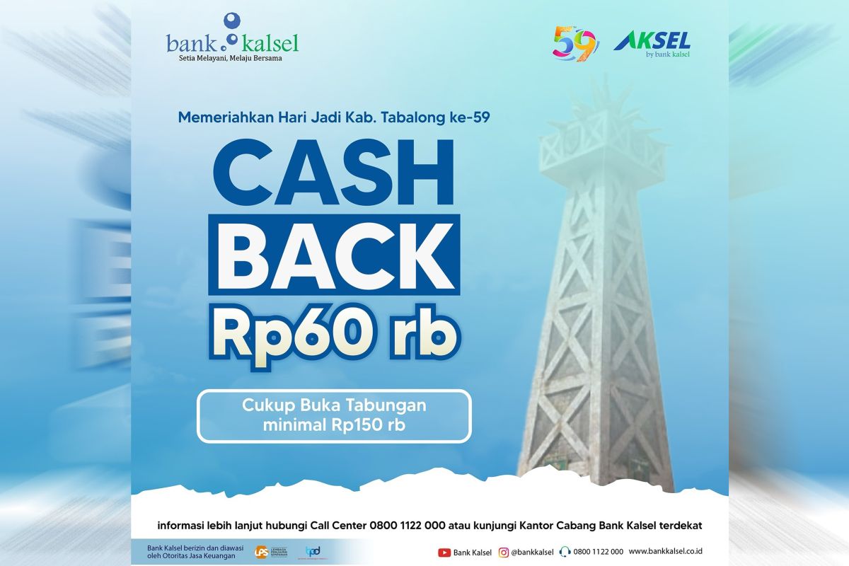 Bank Kalsel tawarkan cashback Rp60 ribu meriahkan HUT ke-59 Tabalong