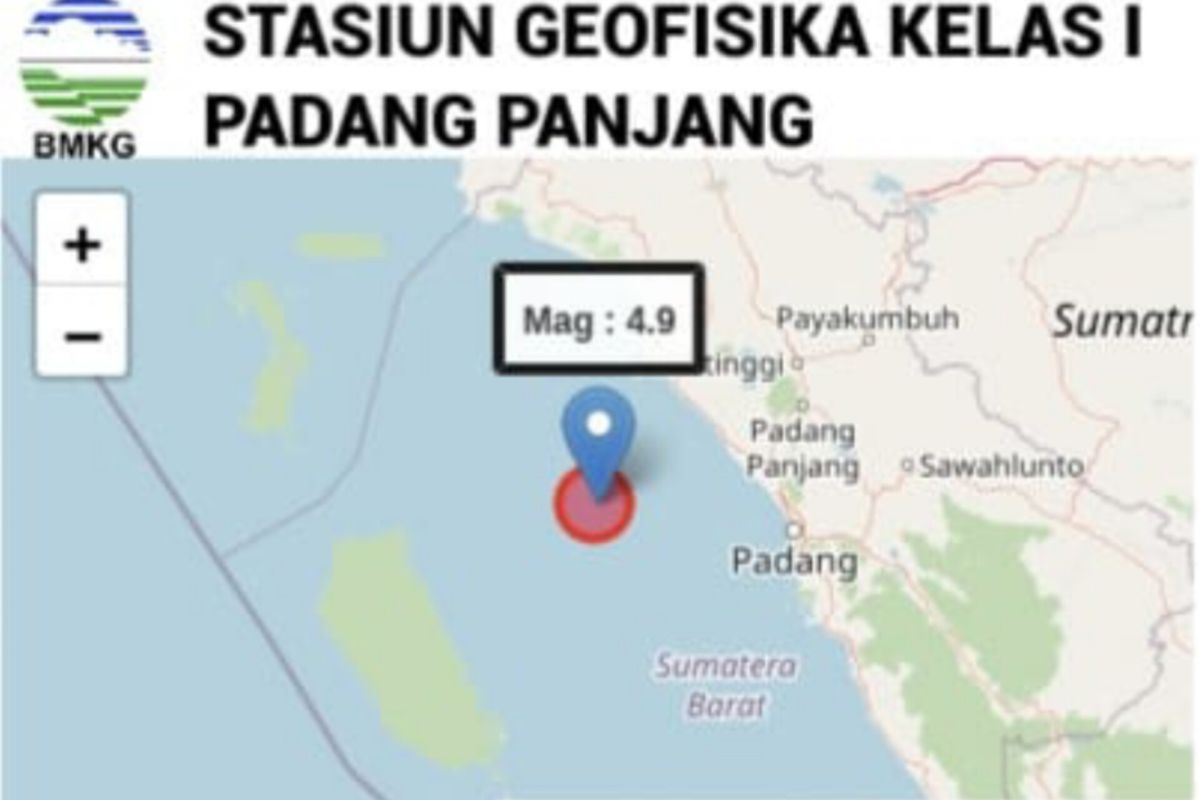 Gempa bumi guncang Pariaman magnitudo 4,9