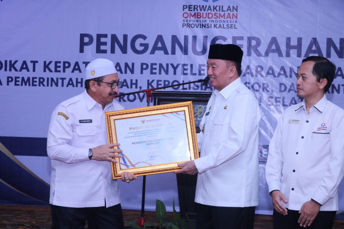 Pemkab Banjar raih penghargaan Kepatuhan Pelayanan Publik 2024