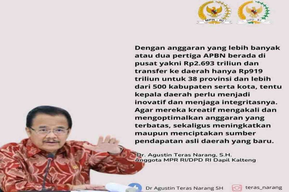 APBN 2025 terbanyak di Pusat, Teras Narang sebut kepala daerah dituntut inovatif