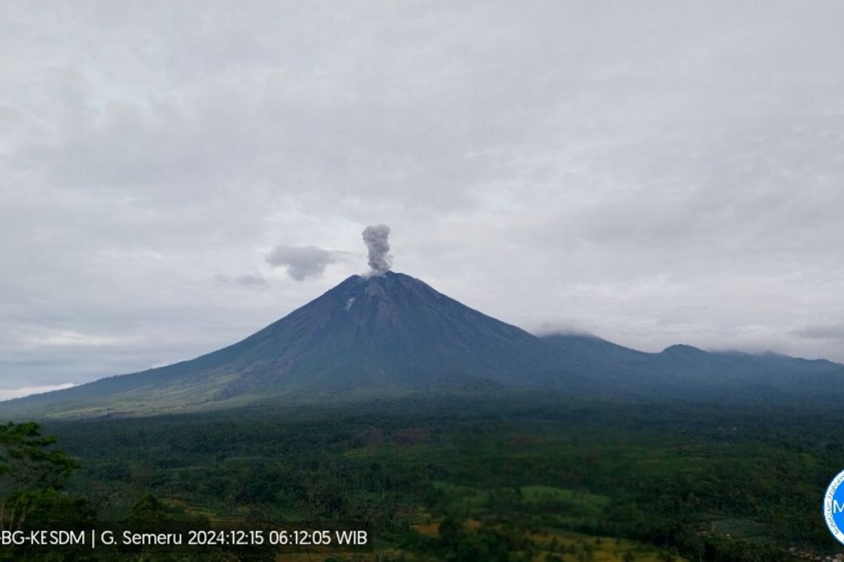 Gunung Semeru beberapa kali erupsi disertai letusan hingga 1 km