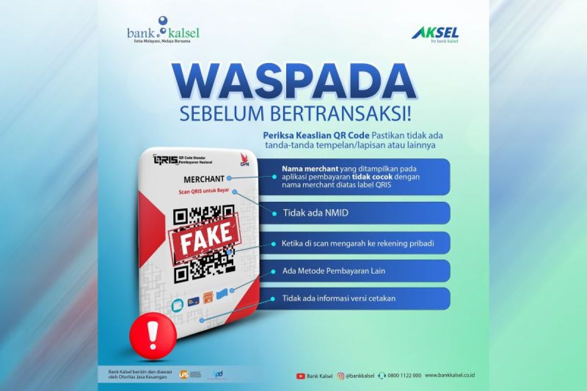 Bank Kalsel: Periksa keaslian QR Code guna hindari penipuan