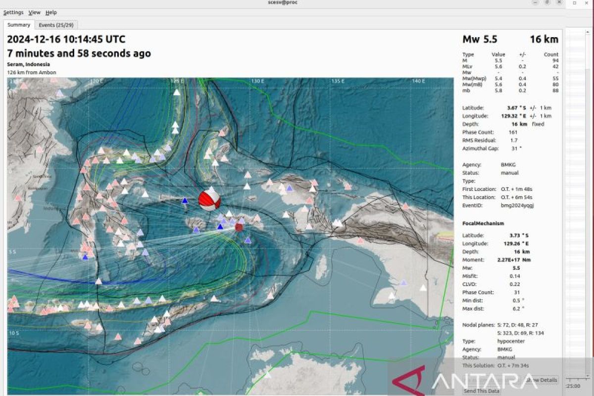 Gempa dangkal 5,6 magnitudo guncang Kota Ambon